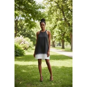 Staud Cabo Onyx Ombre Linen Mini Dress NWT Size XL Sleeveless Pockets Summer